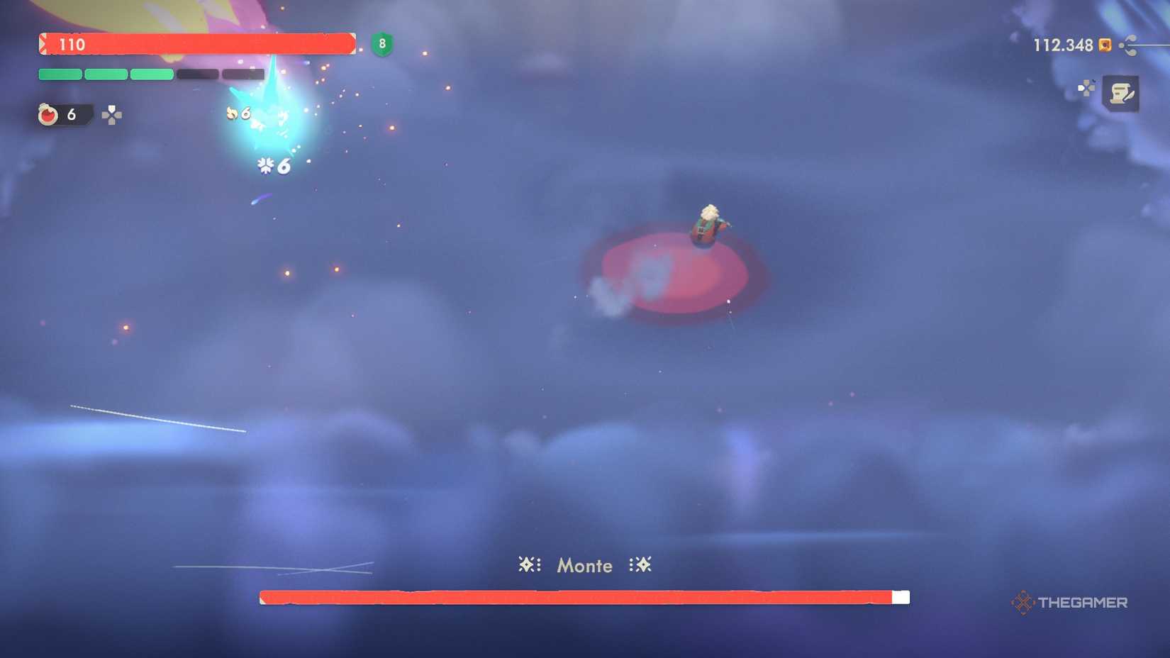 Monte about to charge to the floor in Moonlighter 2.