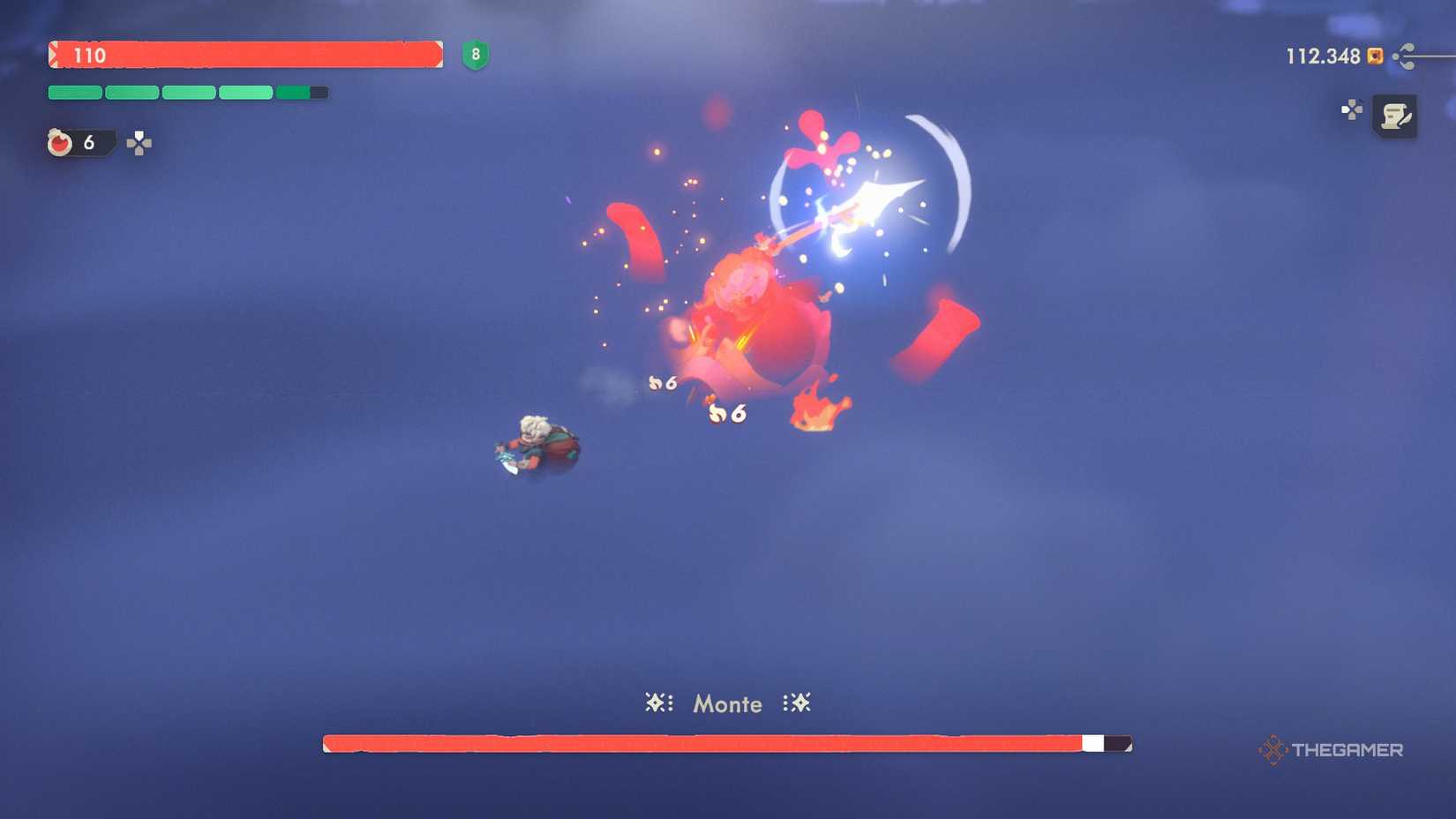 Monte charging his melee attack in Moonlighter 2.