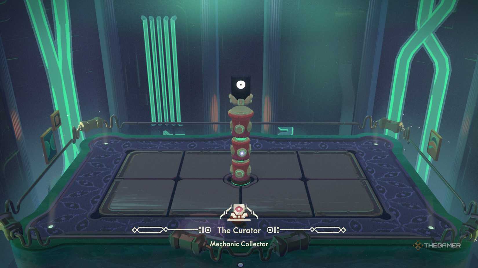 The player looking at The Curator during its presentation in Moonlighter 2.