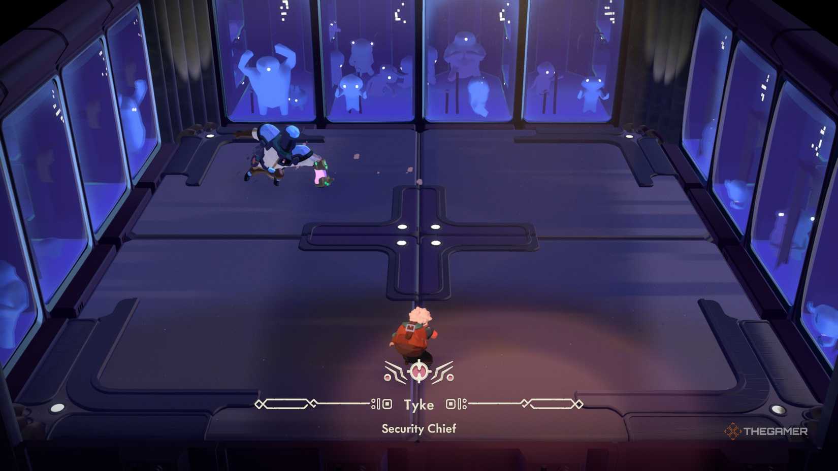 Tyke flying around during his presentation in Moonlighter 2.