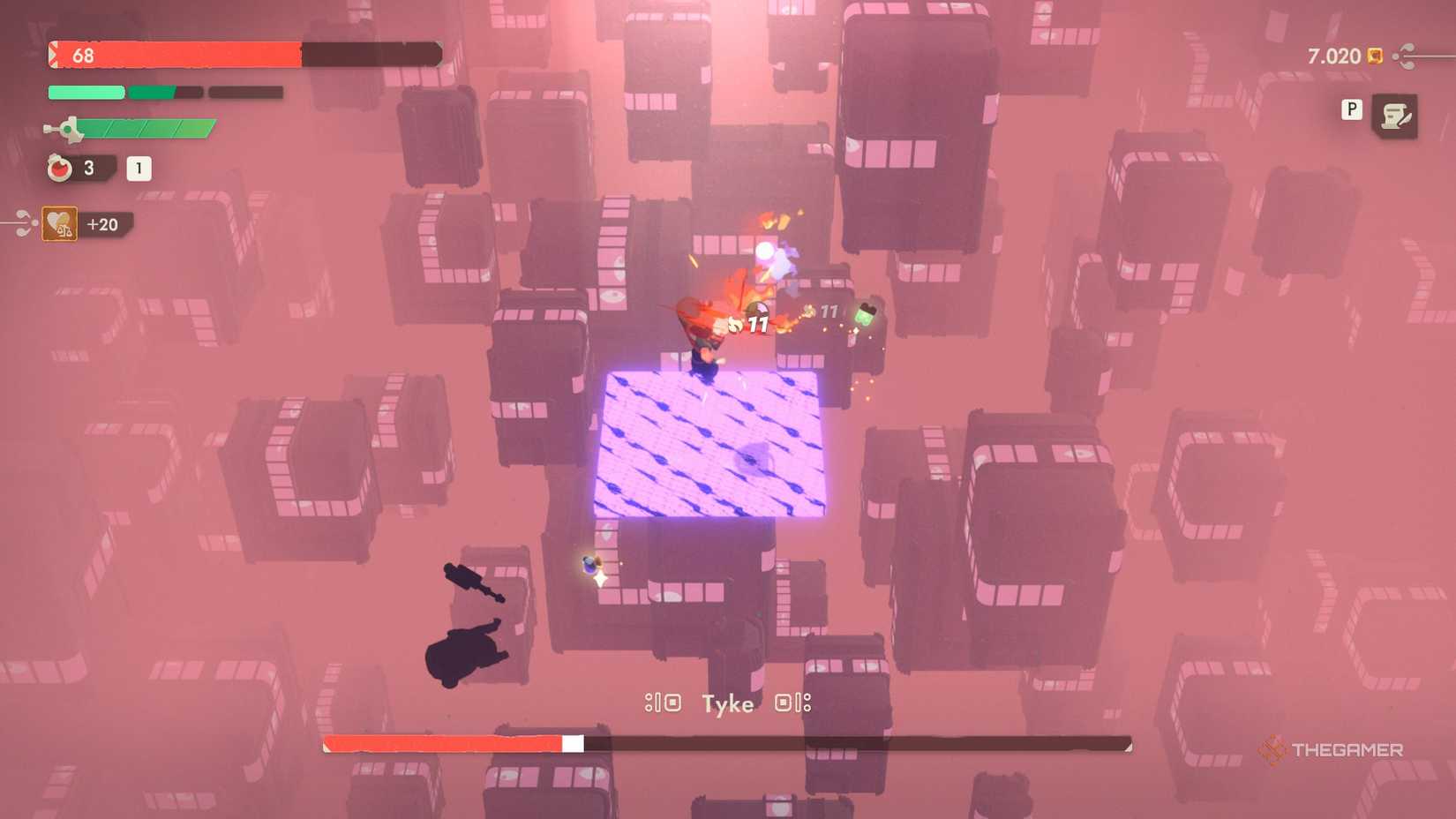 Tyke falling down while Will is standing on the last floor before it vanishes in Moonlighter 2.