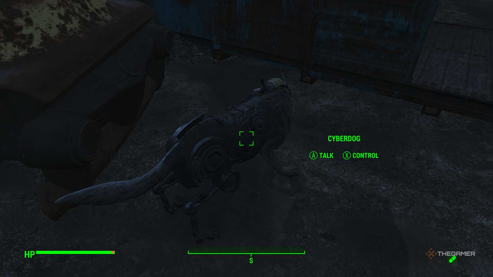 Options to talk or control the Cyberdog in the Fallout 4.