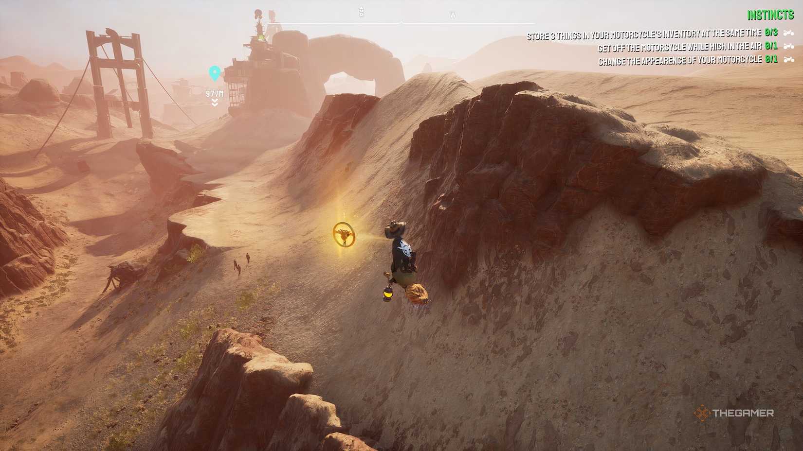 Pilgor near a Golden Wheel in Goat Simulator 3.