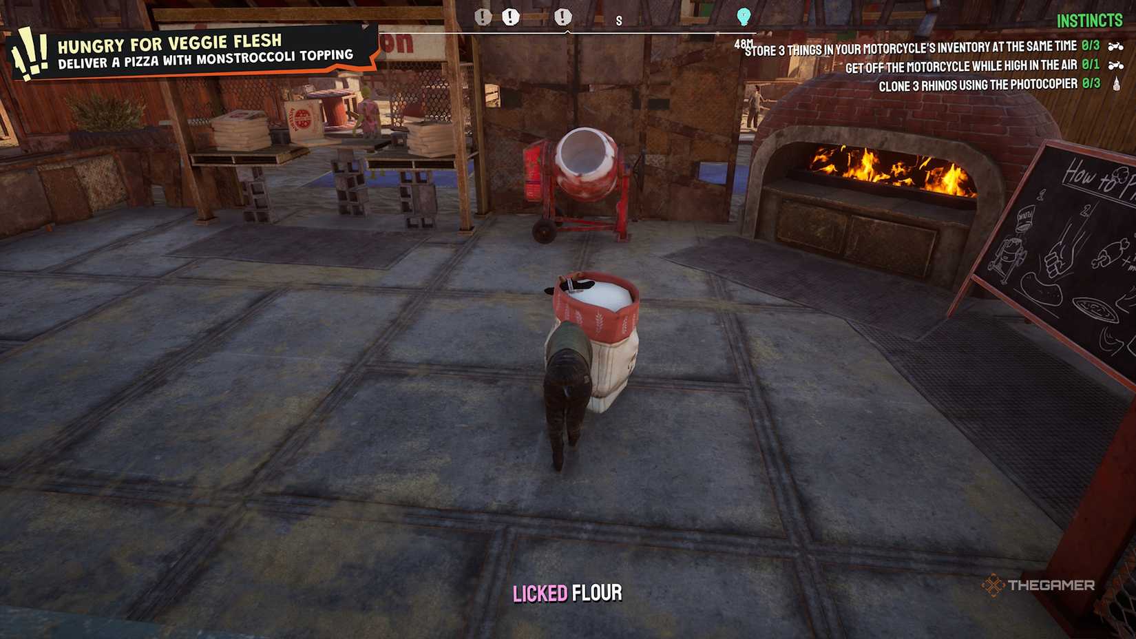 Pilgor with some flour in Goat Simulator 3.