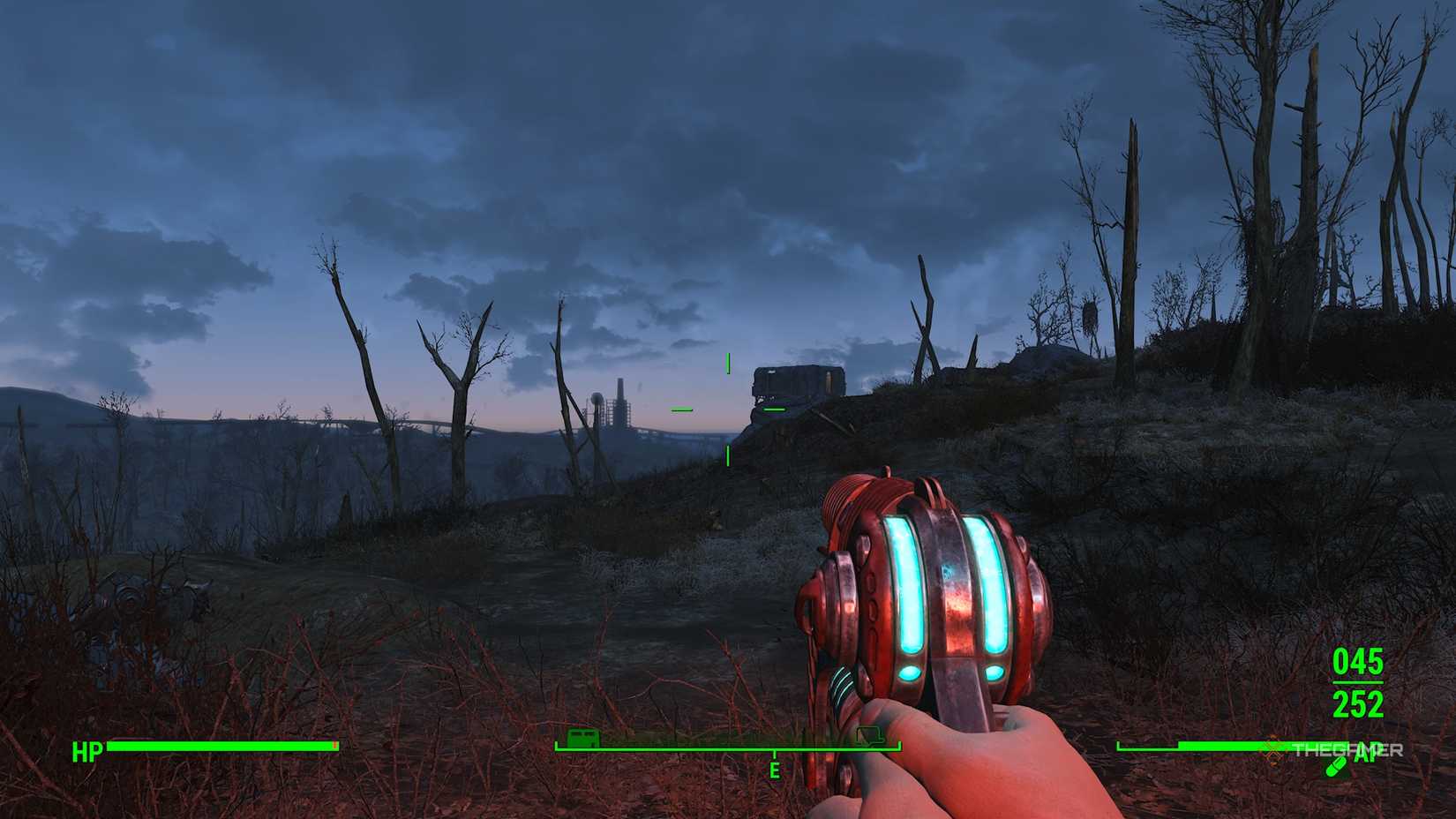 Player holding the Alien Atomizer in Fallout 4.