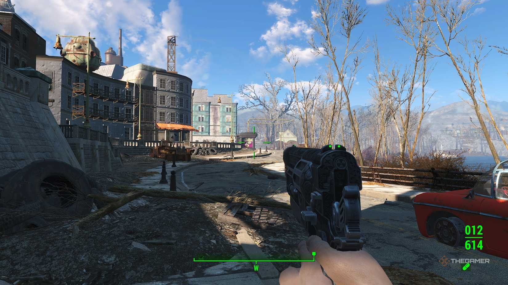 Player holding the Ultimatum weapon in Fallout 4.