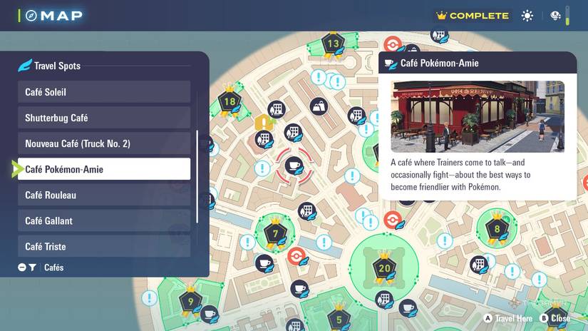 The Cafe Pokemon Amie On Map in Pokemon Legends: Z-A.