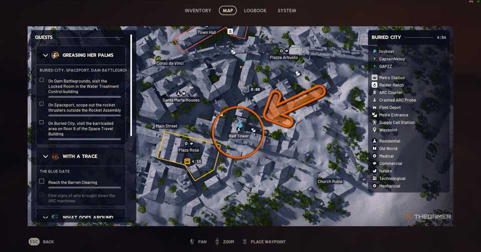 Red Tower at the Arc Raiders' Buried City map.