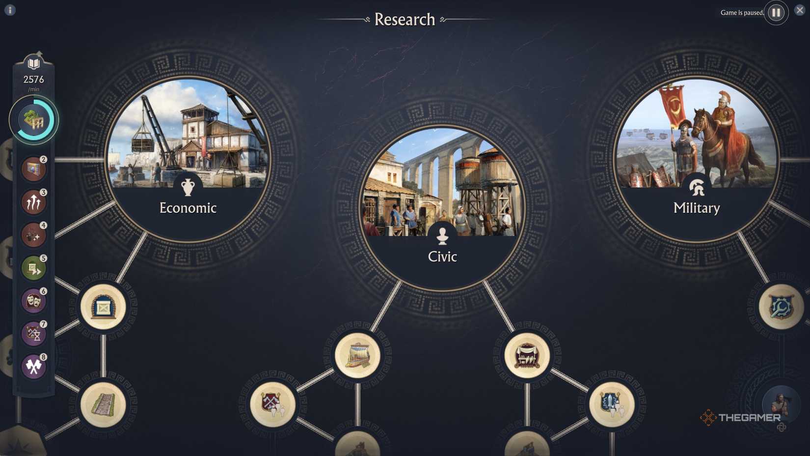 Research Screen in Anno 117 Pax Romano.