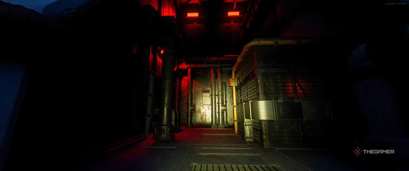 Right angled pipes in back right corner in The Last Caretaker.