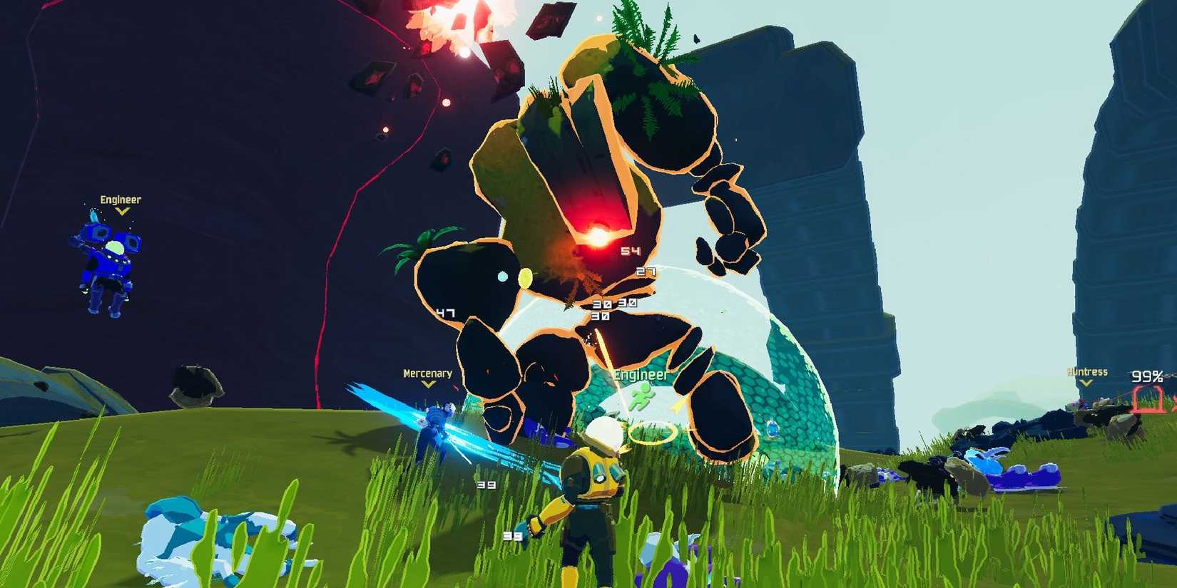 commando facing stone golem