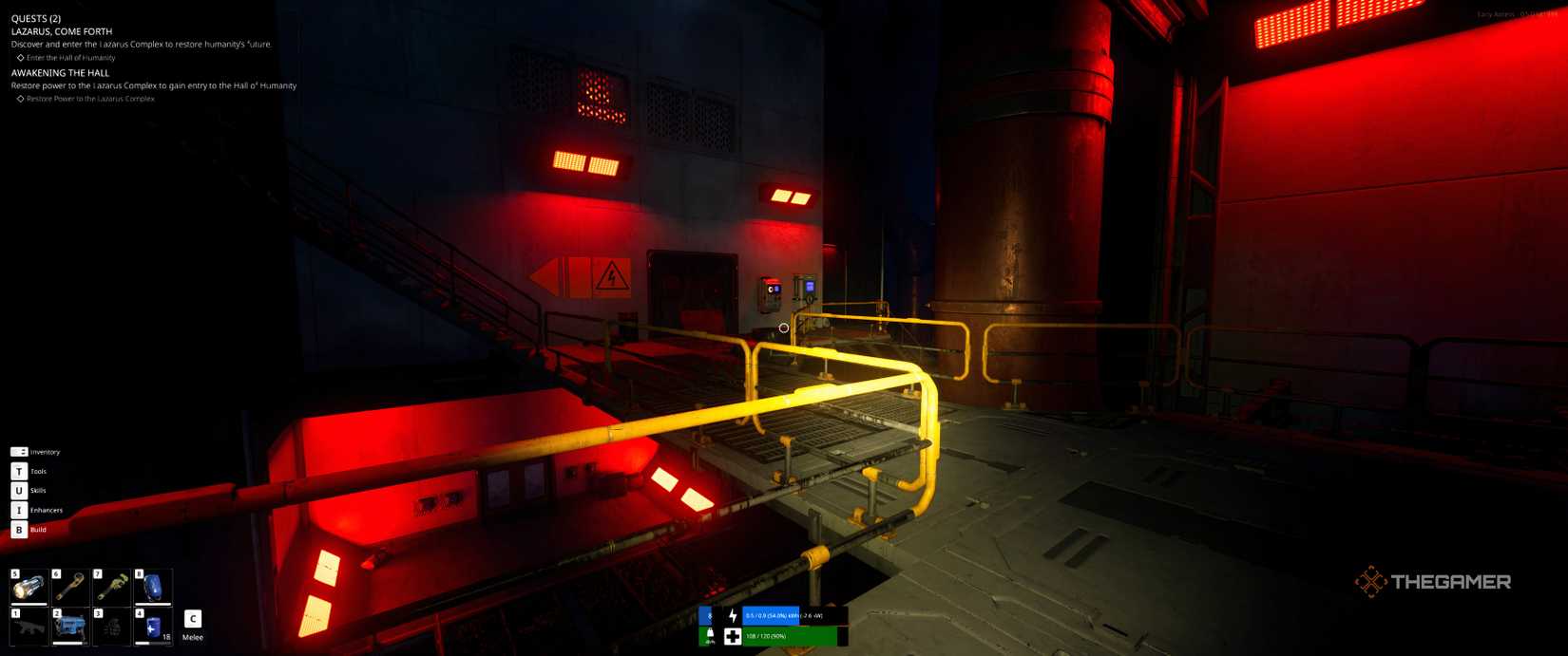 Save and vitality points across a bridge in The Last Caretaker.