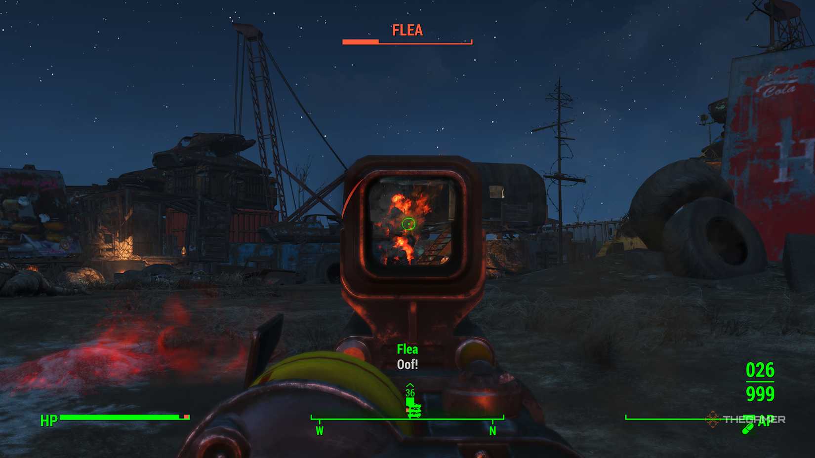 Shooting at Flea in Fallout 4.