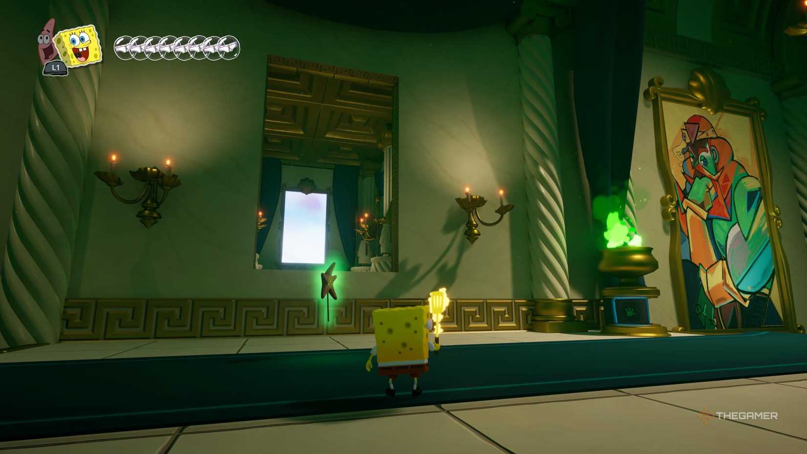 The location of the second TV in Neptune's Palace in SpongeBob SquarePants: Titans of the Tide.