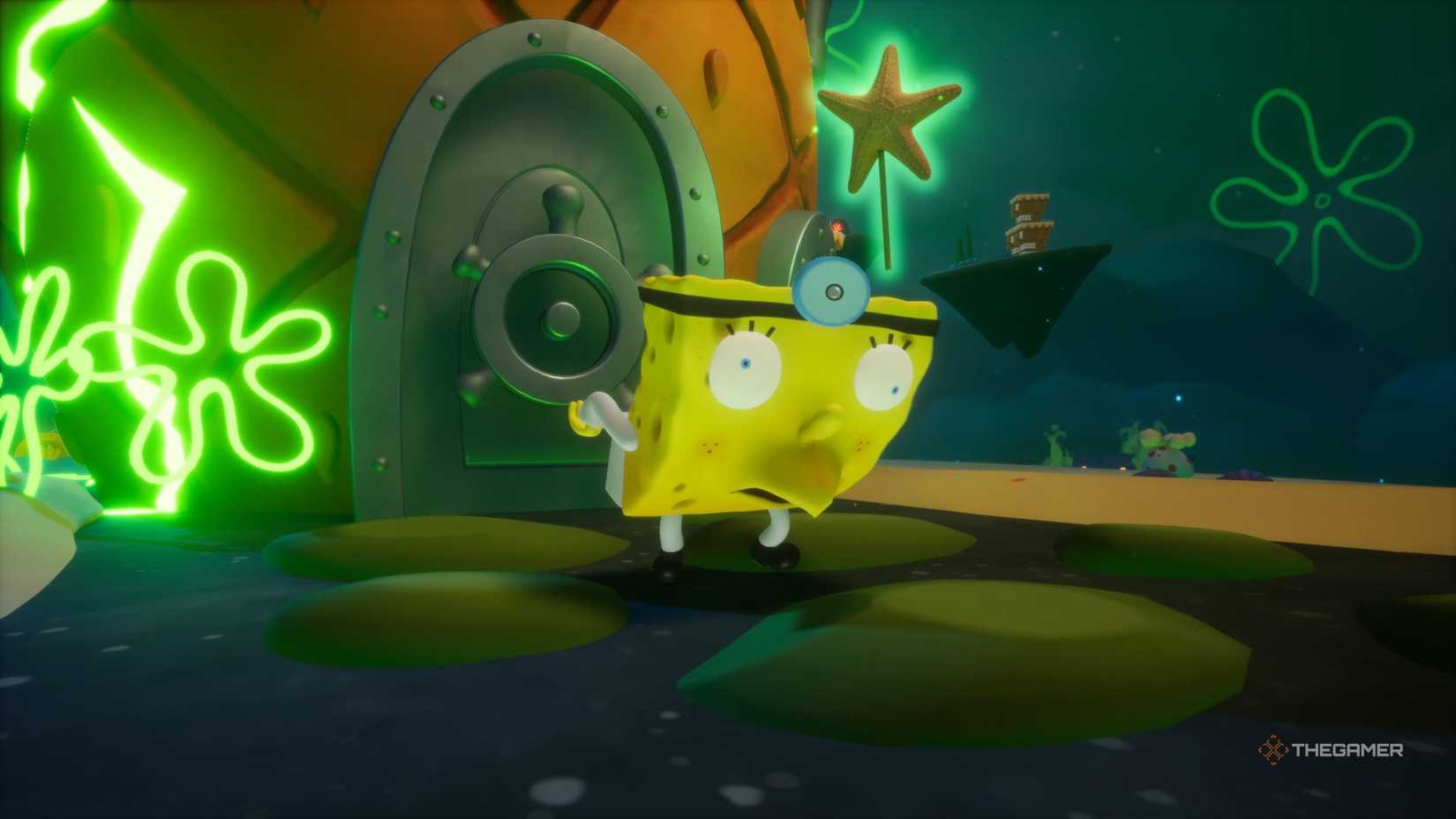 SpongeBob in his Dr. Bob costume in SpongeBob SquarePants: Titans of the Tide.
