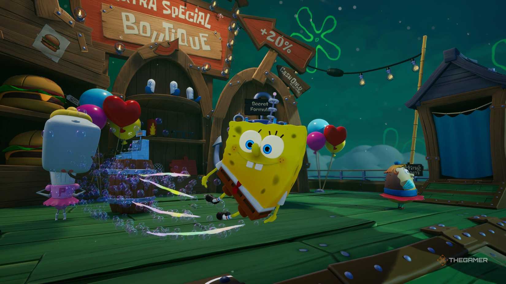 SpongeBob wearing his Floating Patty Uniform in Titans of the Tide.