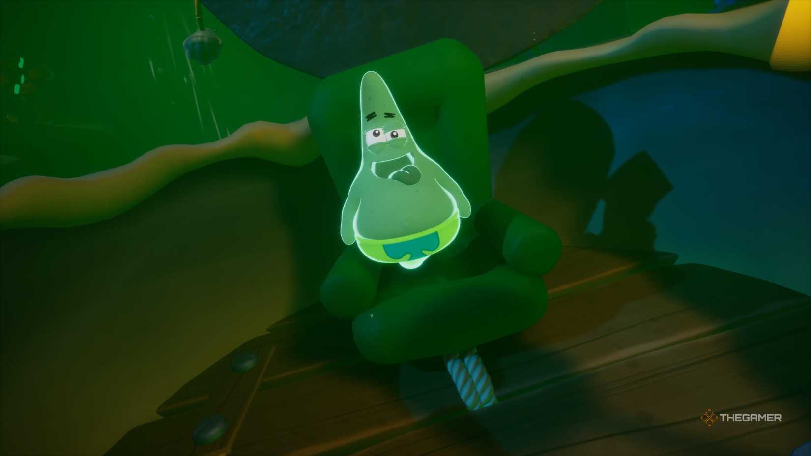 Patrick in his Ghost outfit in SpongeBob SquarePants: Titans of the Tide.