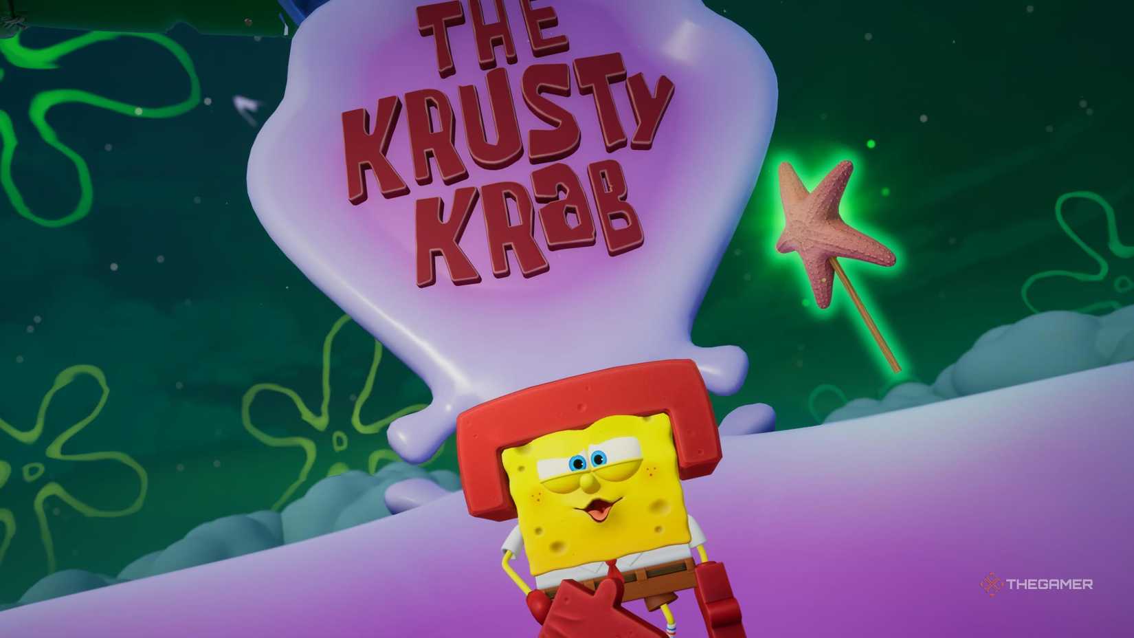 SpongeBob in his Karatebob outfit in SpongeBob SquarePants: Titans of the Tide.
