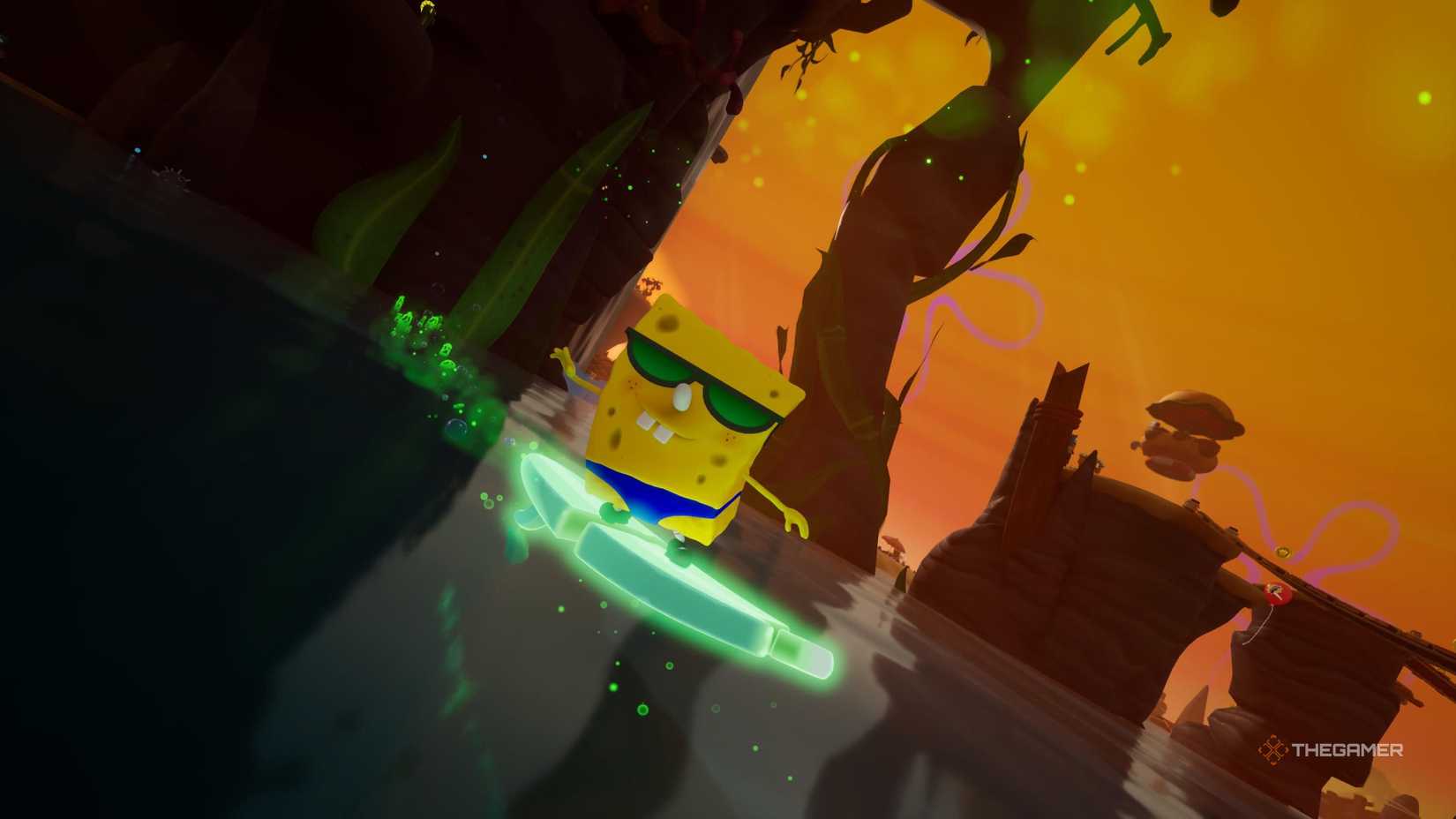 SpongeBob in his Lifeguard costume in Titans of the Tide.