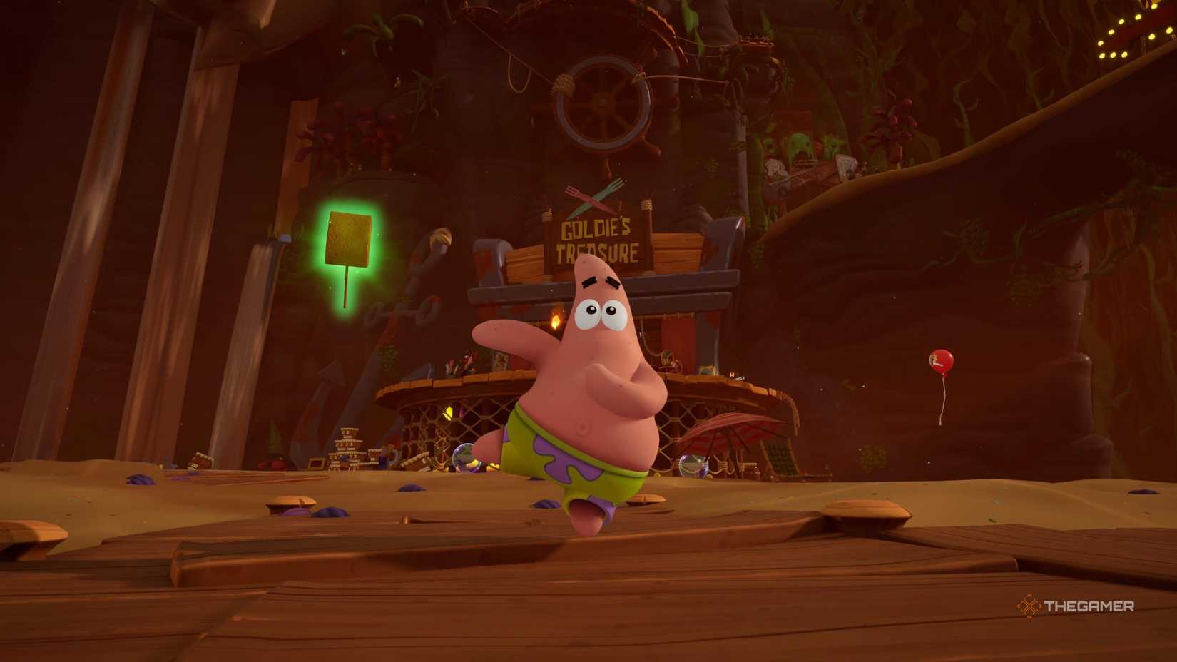 Patrick in his classic costume in SpongeBob SquarePants: Titans of the Tide.