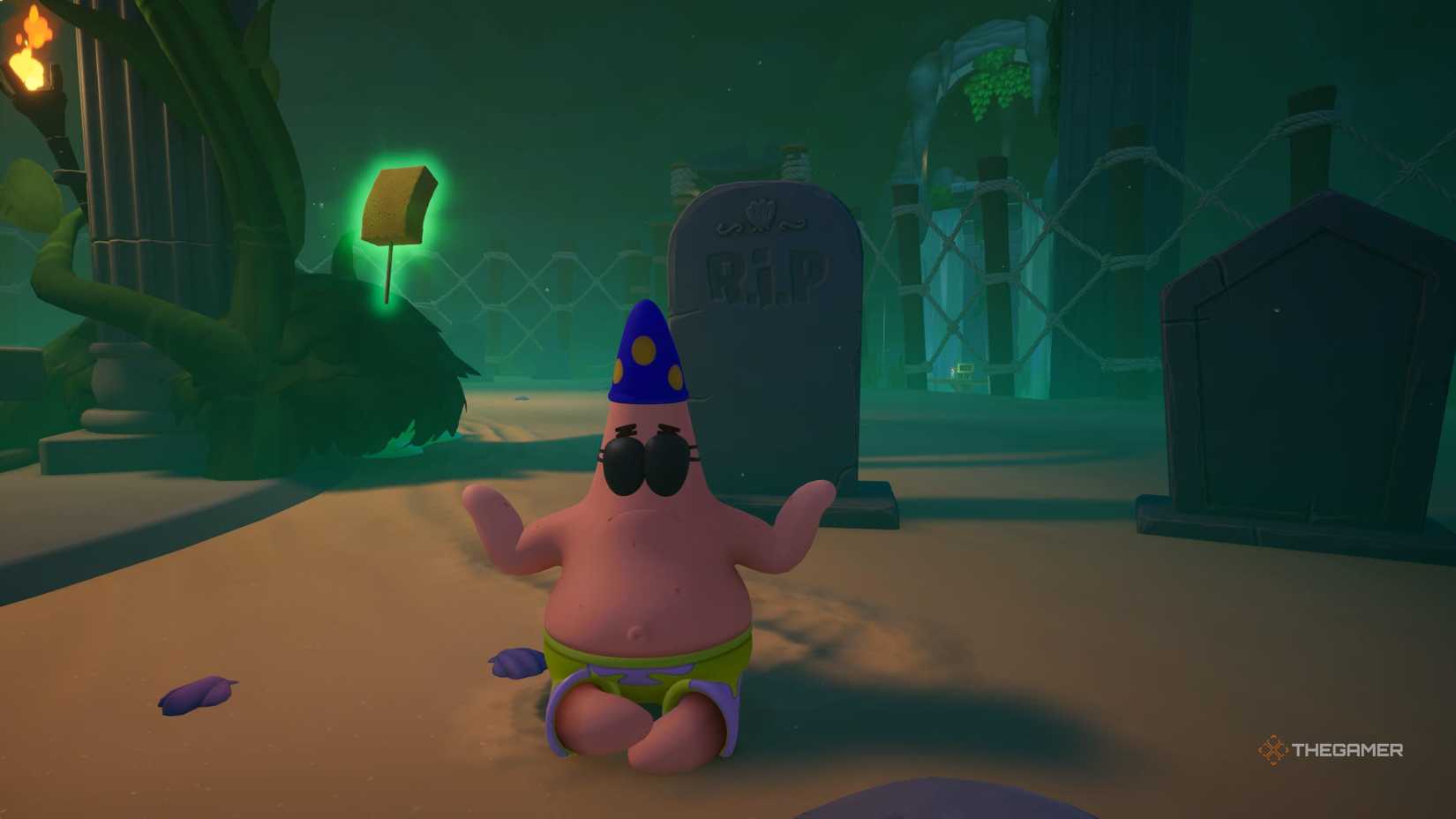 Patrick in his Blindbeard costume in SpongeBob SquarePants: Titans of the Tide.