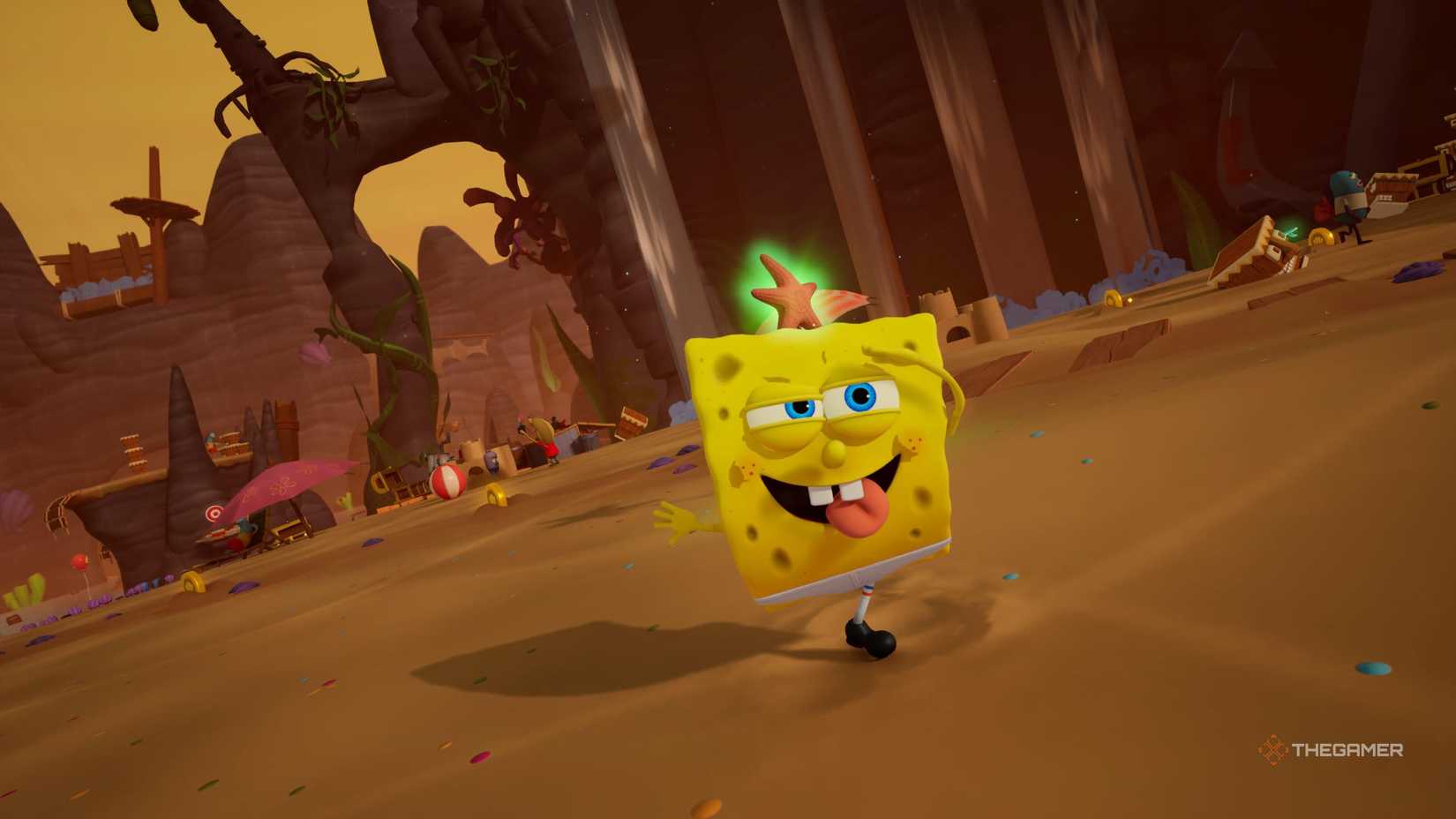 SpongeBob in his Underpants costume in SpongeBob SquarePants: Titans of the Tide.