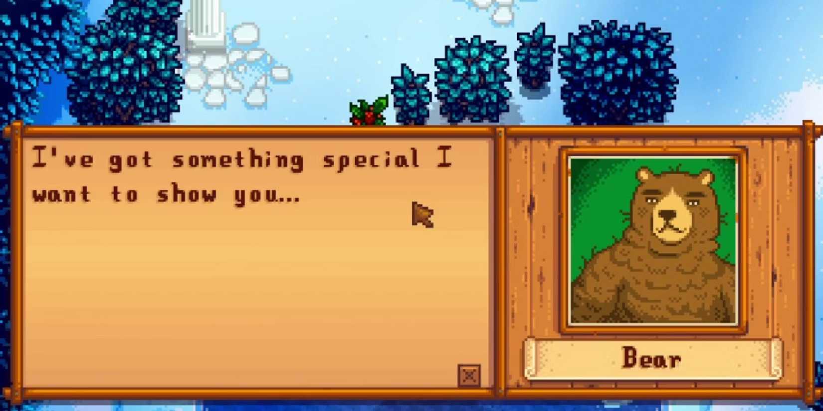 stardew valley bear in secret woods