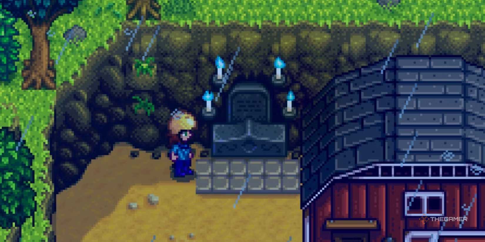 stardew valley grandpas shrine with al 4 candles lit