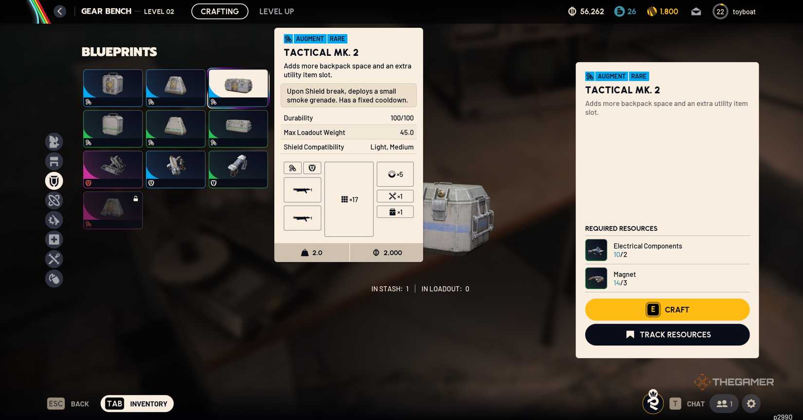 Tactical Mk2 in the Gear Bench in Arc Raiders.