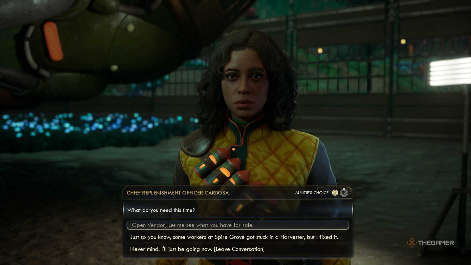 Talking to Chief Replenishment Officer Cardosa in The Outer Worlds 2.