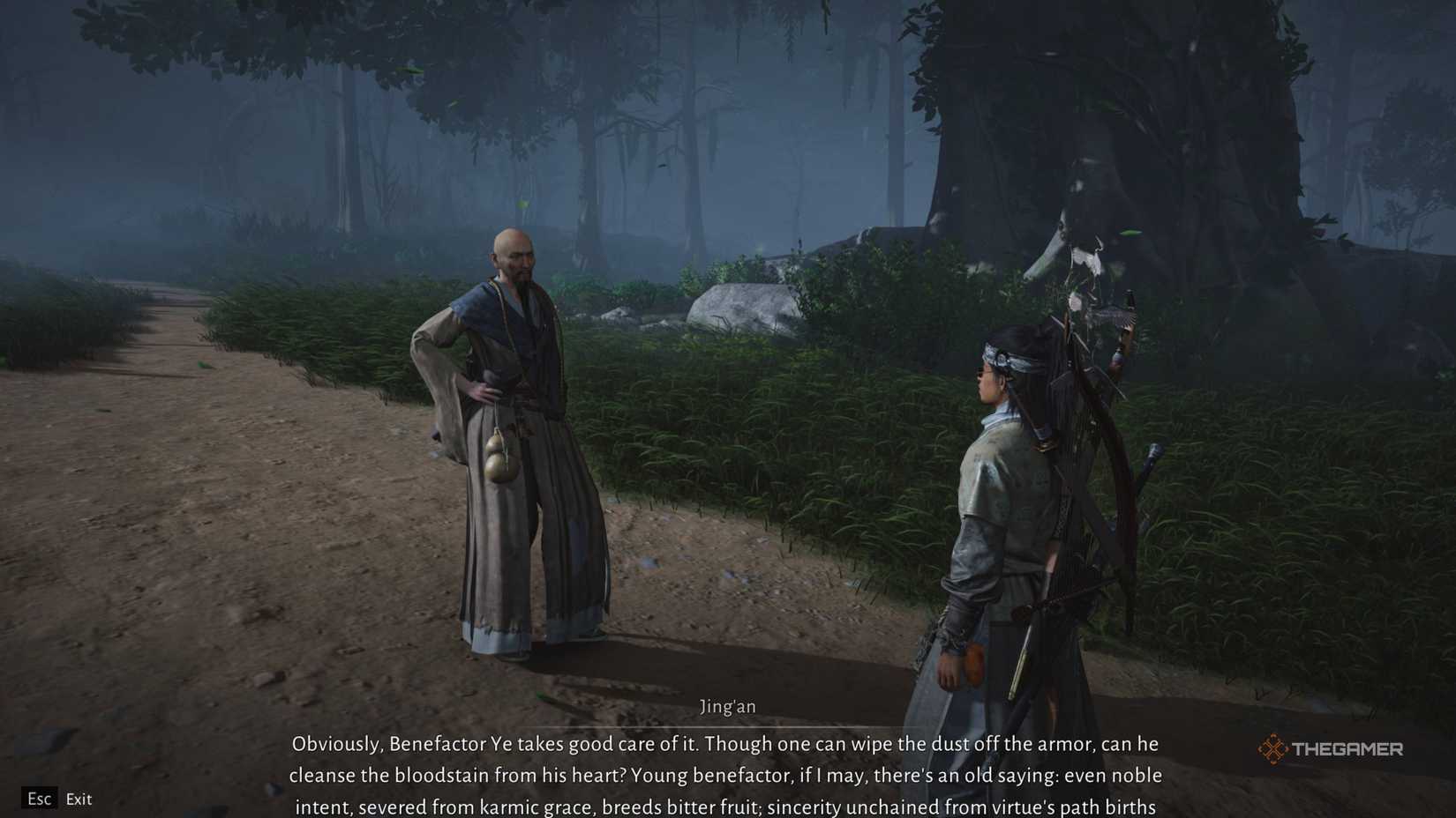 Talking to jing'an about an antique in where winds meet.