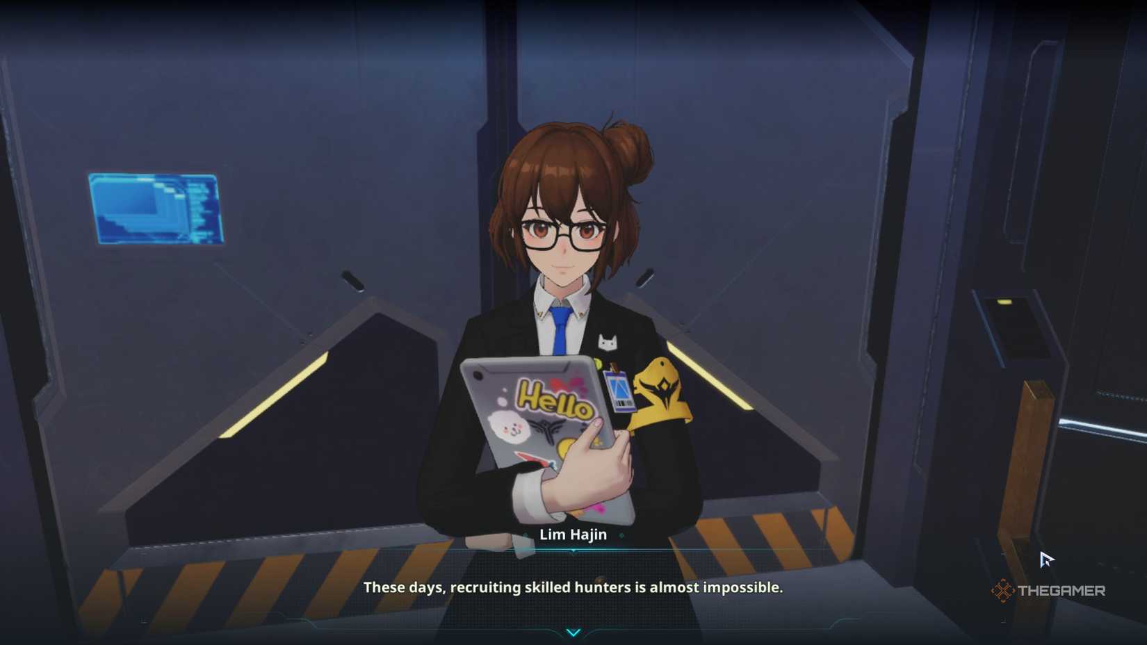 Talking to Lim Hajin about recruiting new Hunters in Solo Leveling Arise Overdrive.