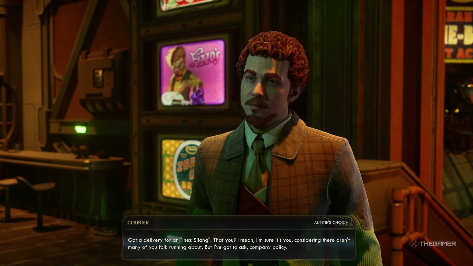 Talking to the Courier in The Outer Worlds 2.