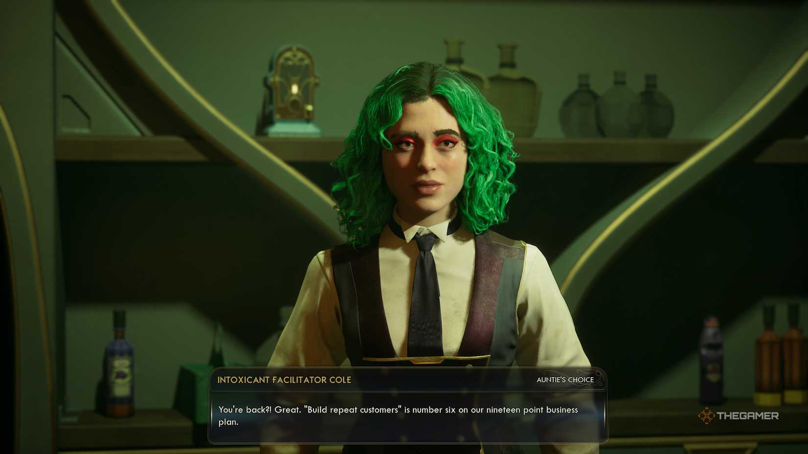 Talking with woman at the bar in The Outer Worlds 2.