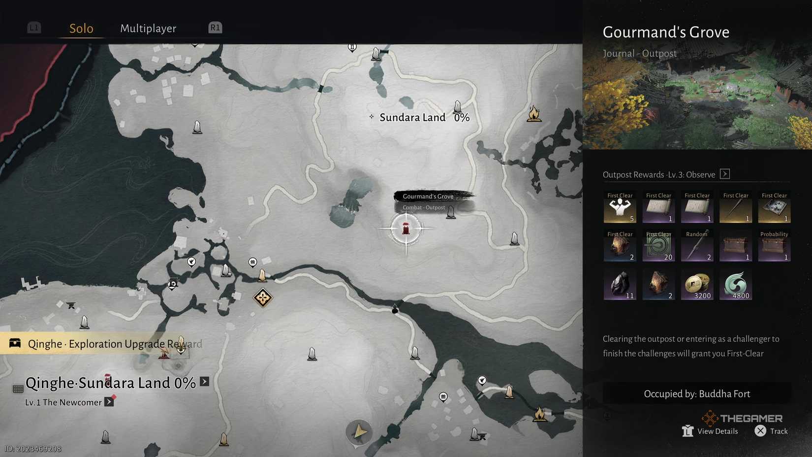 The Gourmand's Grove outpost in Where Winds Meet showing a Dragon Key among its rewards.