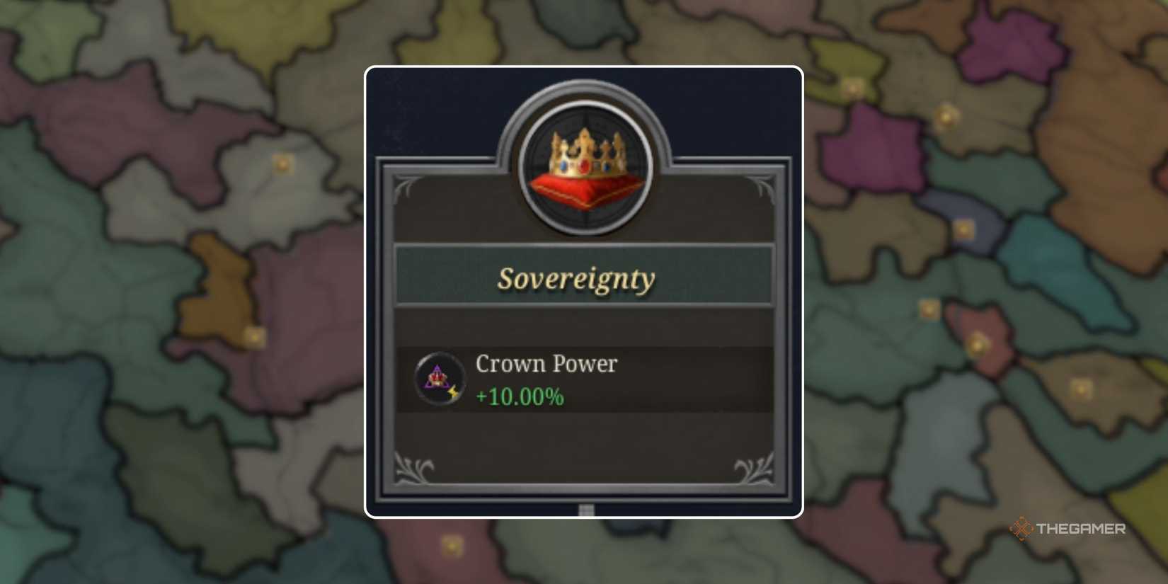 The info overview box for the Sovereignty Advance in Europa Universalis 5, over a map of Europa in EU5 in the early game.