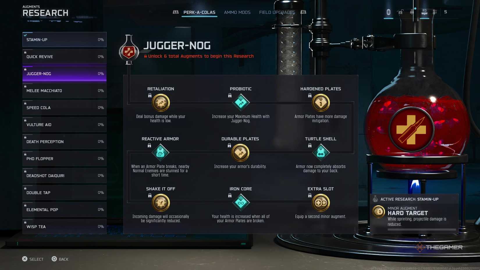The Jugger-Nog Perk-A-Cola in Call of Duty: Black Ops 7 Zombies, showing its Augments like Turtle Shell