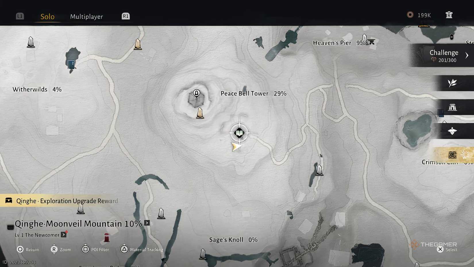 The map location of the Skill Theft Unearned Lesson side quest to get a Dragon Key in Where Winds Meet.