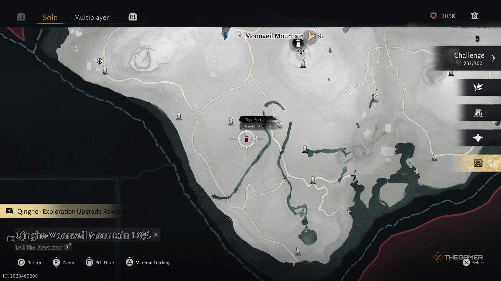The map location of the Tiger Fort outpost in Where Winds Meet that has a Dragon Key
