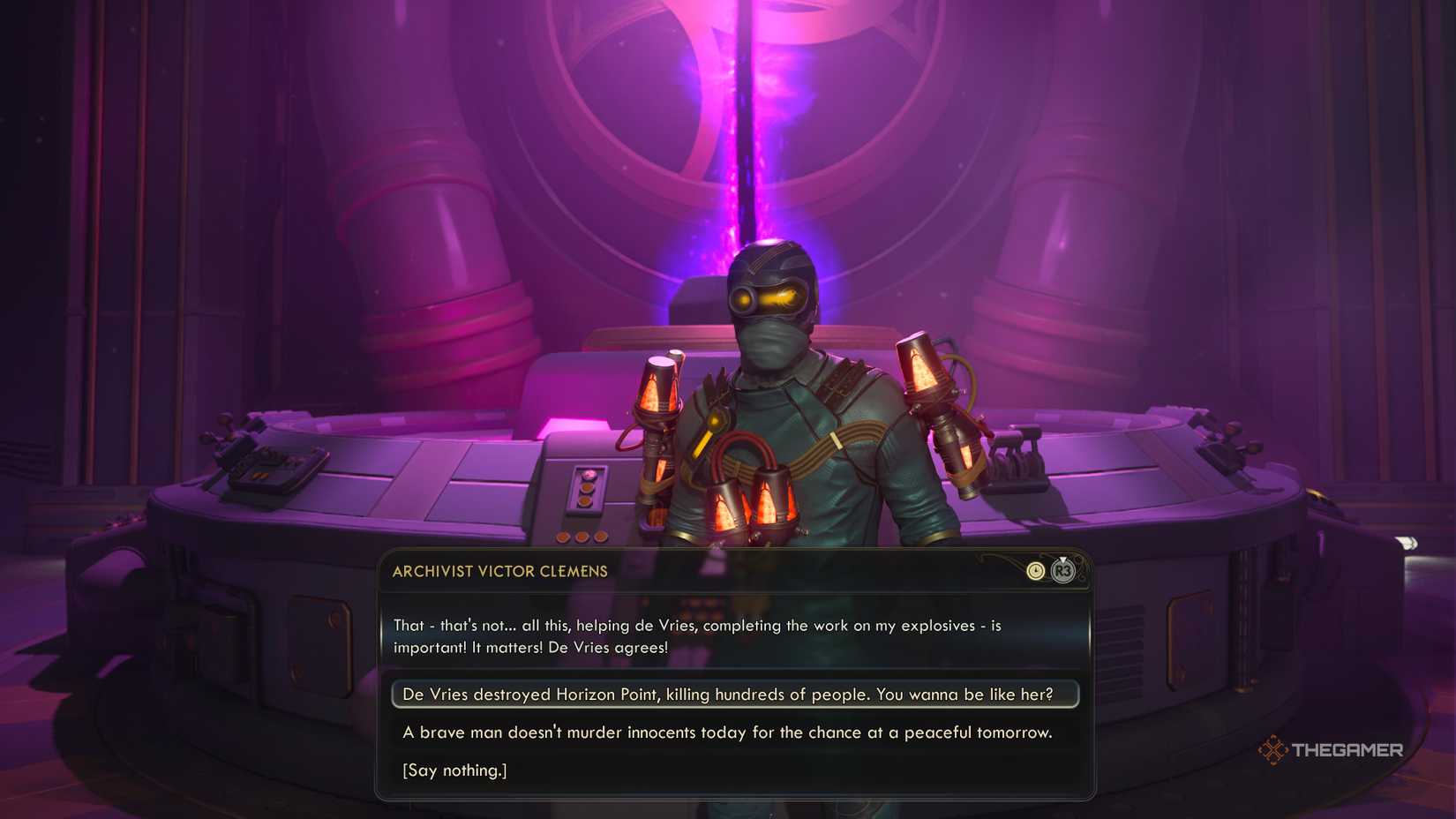 Talking to Victor in The Outer Worlds 2.