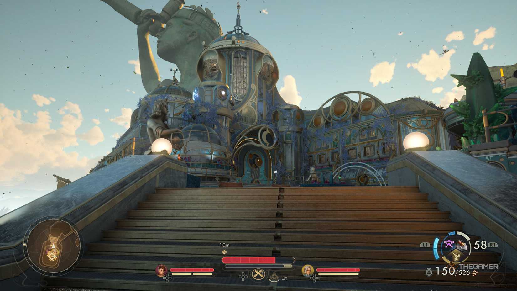 Looking at the buildings of the alexandra monastery in the outer worlds 2.