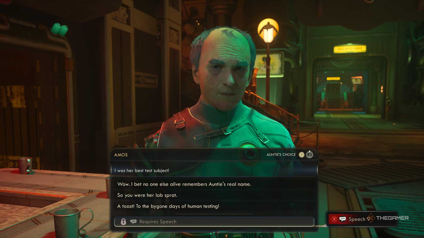 Talking about Auntie Cleo with Amos in the outer worlds 2.