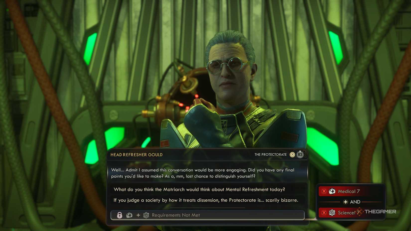 Gould speaking after you fail to debate him in the outer worlds 2.