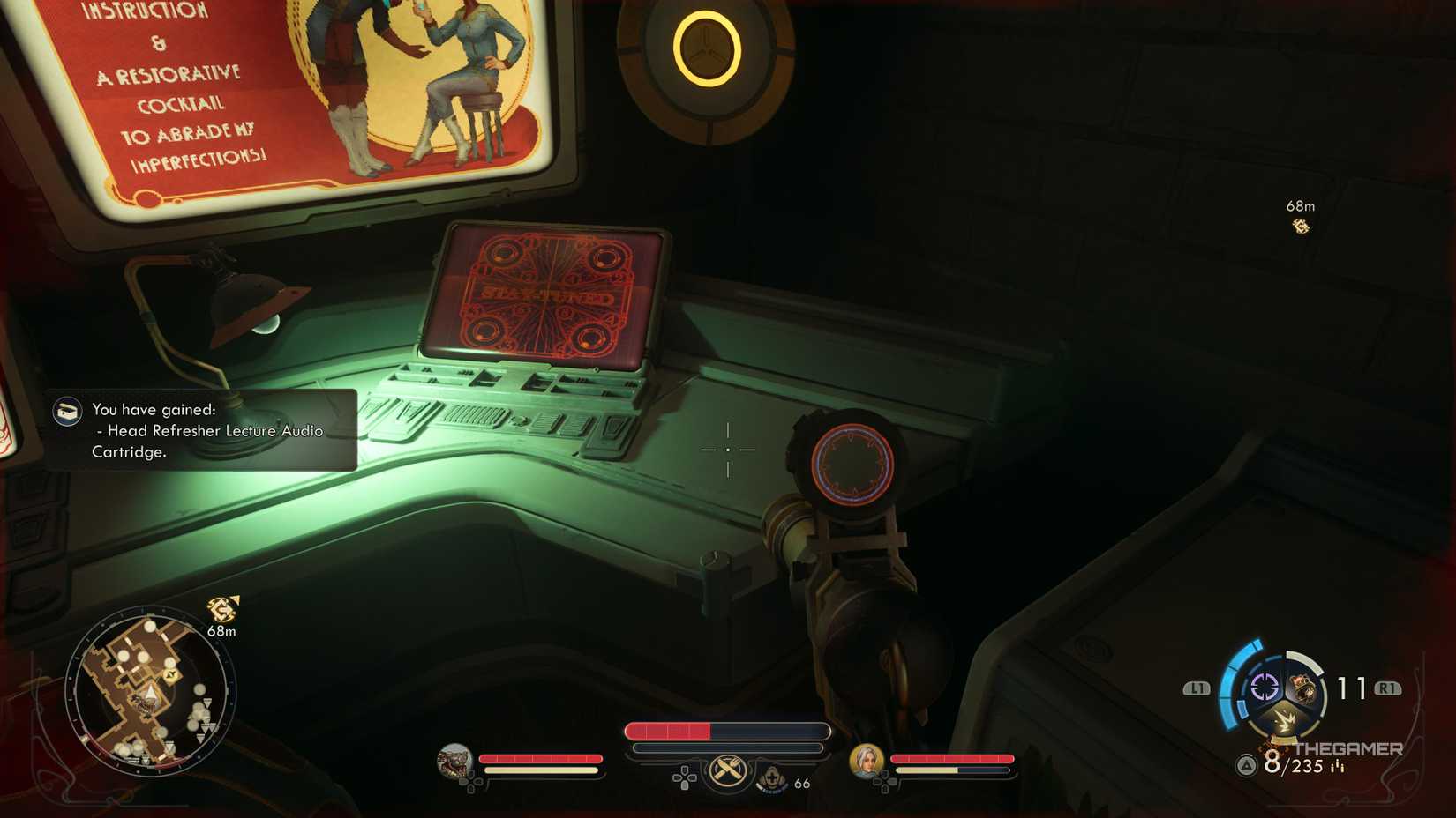 Picking up the head refresher lectures audio cartridge in the outer worlds 2.