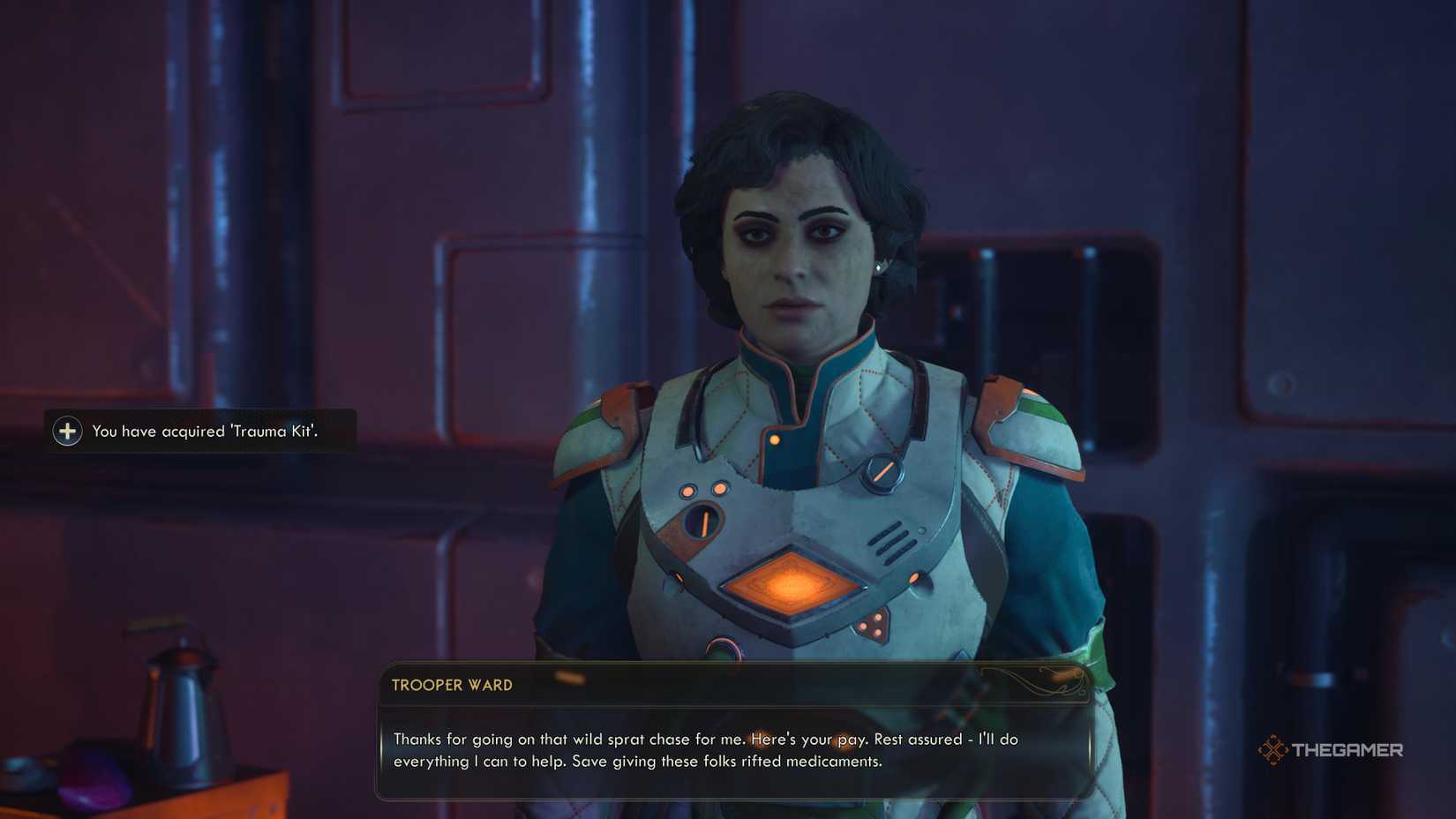 Getting a reward from trooper ward in the outer worlds 2.