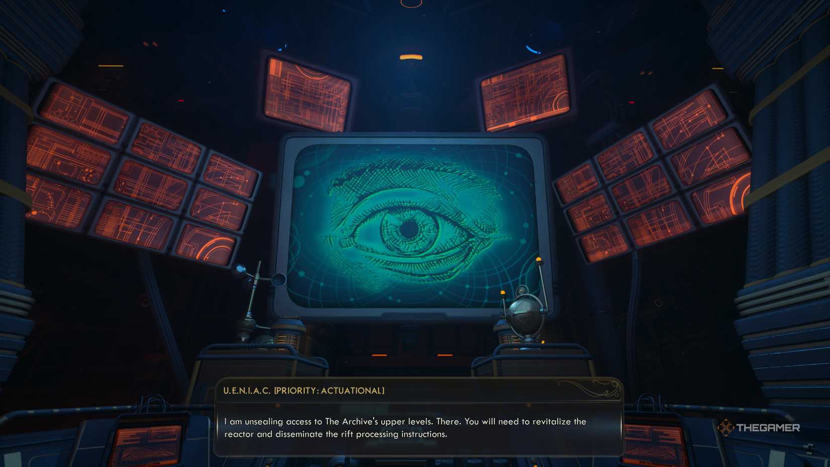 Ueniac opening the upper levels to rift processing and the reactor in the outer worlds 2.