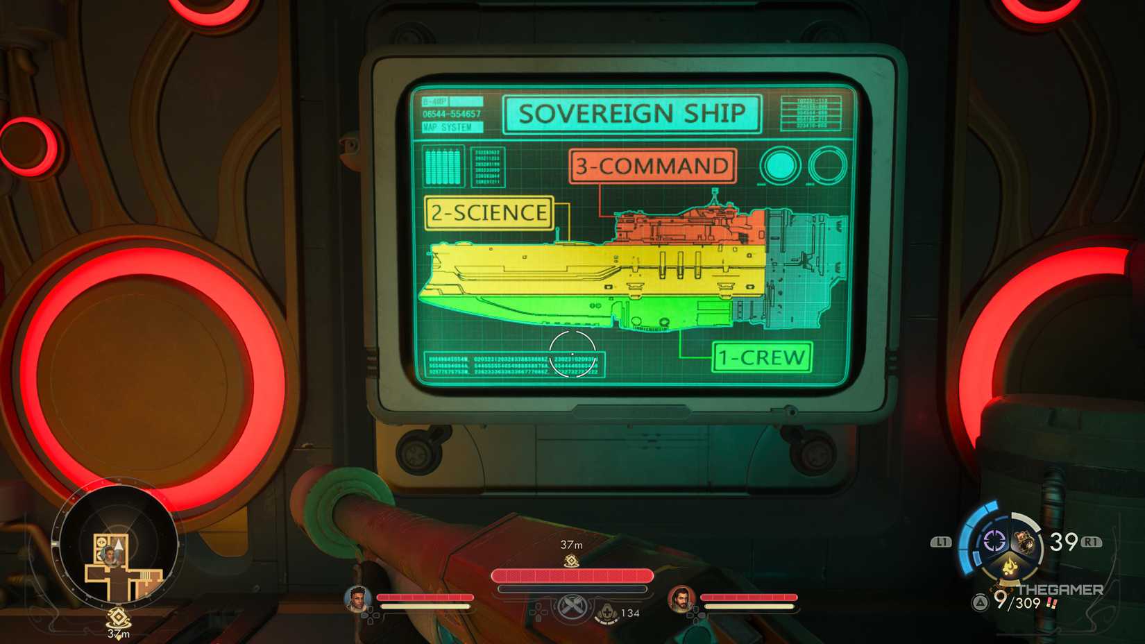 A diagram of the decks on the sovereign's ship in the outer worlds 2.