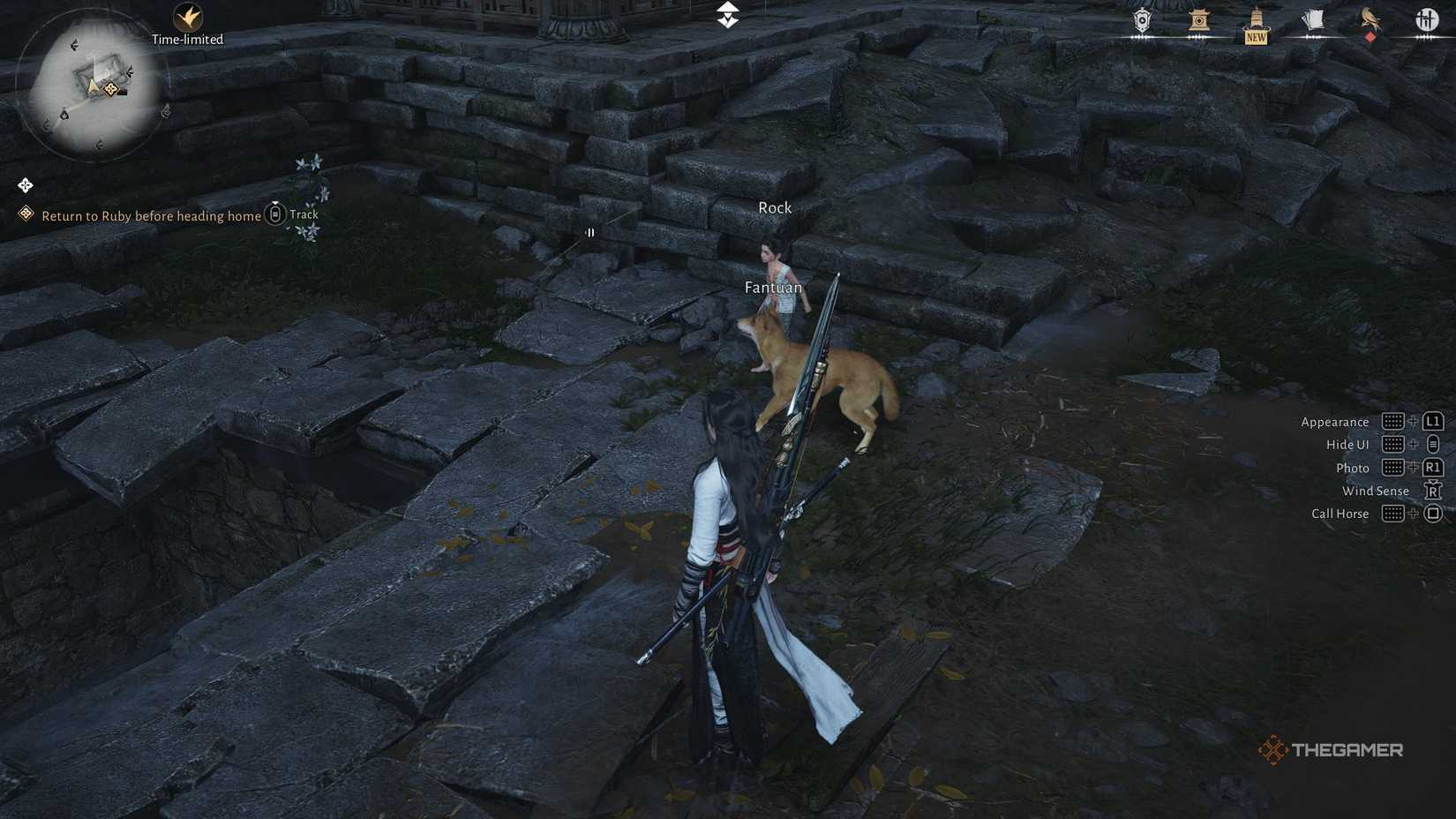 The sound icon by a dog and NPC in Where Winds Meet.