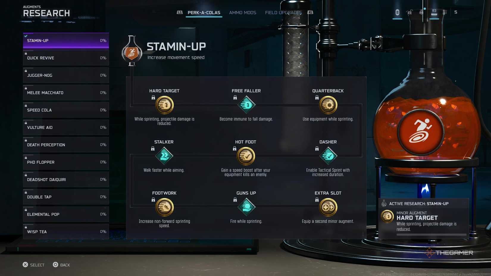 The Stamin-Up Perk and its Augments diagram in Call of Duty: Black Ops 7 Zombies