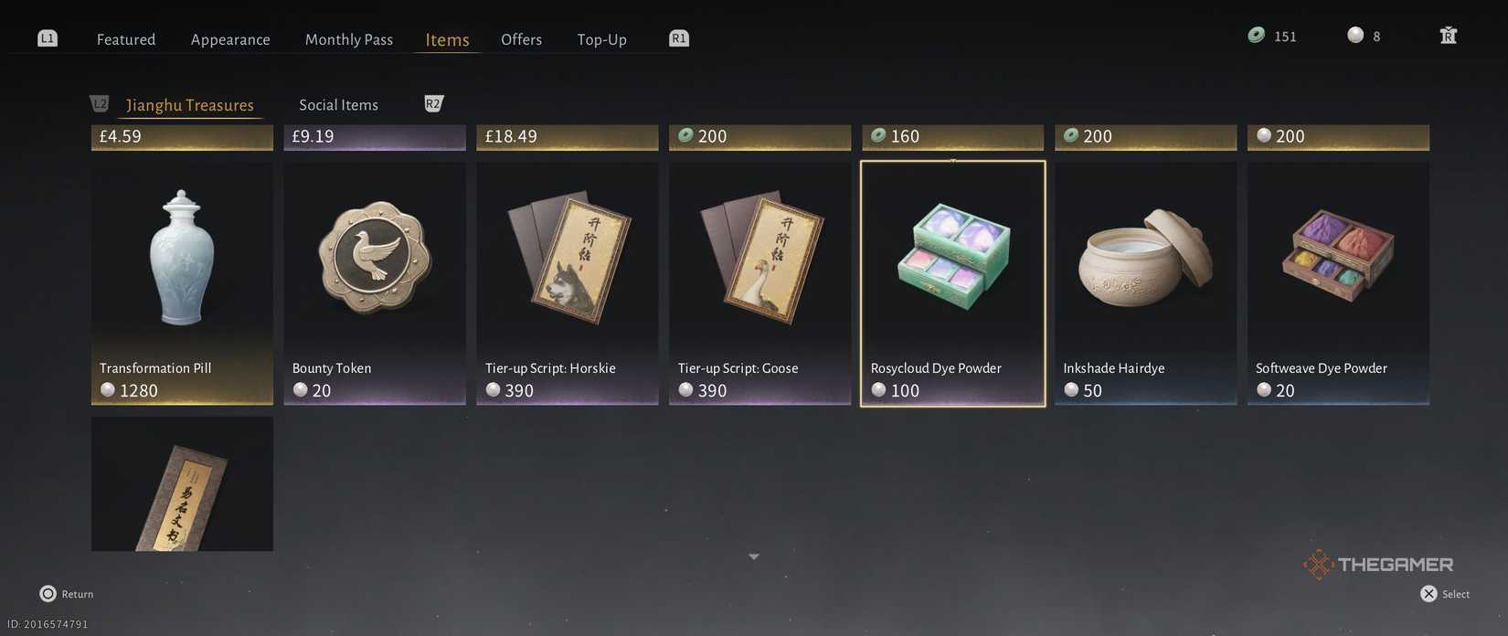 The three dyes in the draw shop exchange in Where Winds Meet.